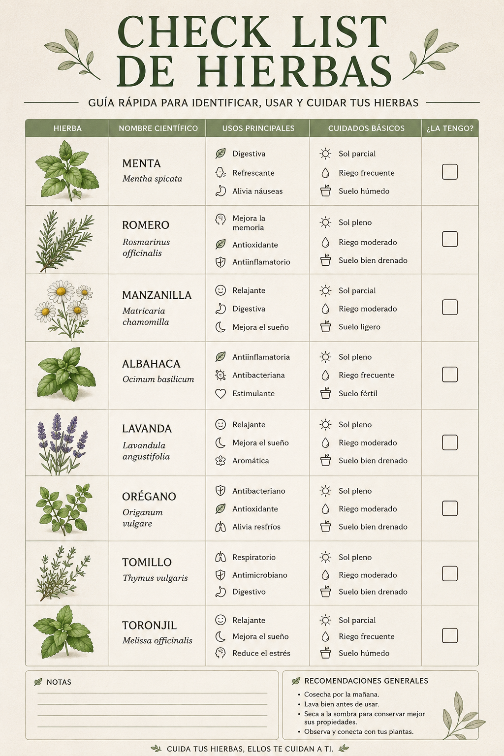 Checklist Inteligente de Hierbas